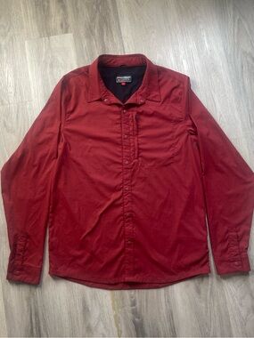 686 Men's Burgundy Long-Sleeve Button-Down Shirt